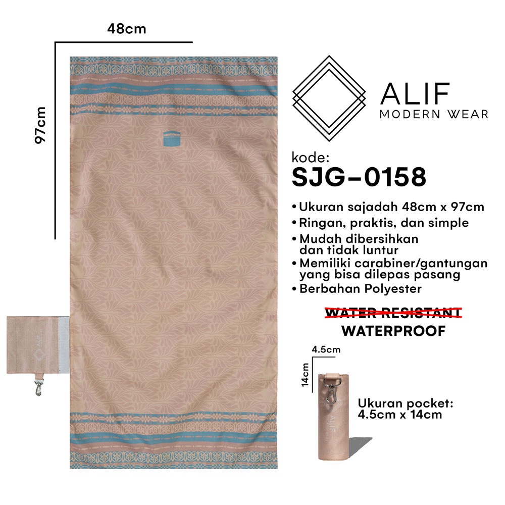 ALIF SAJADAH GENGGAM TRAVEL / SAKU / PORTABLE / WATERPROOF ( ALIF MODERN WEAR SJG-0158 )