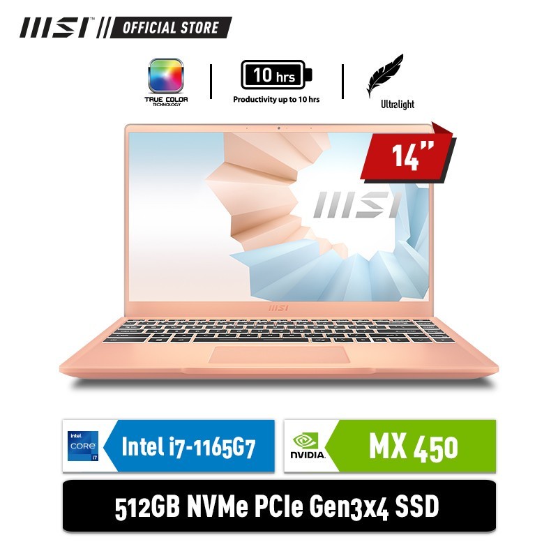 MSI Modern 14 B11SB - i7-1165G7 16GB 512GB MX450 2GB 14&quot; FHD IPS W10