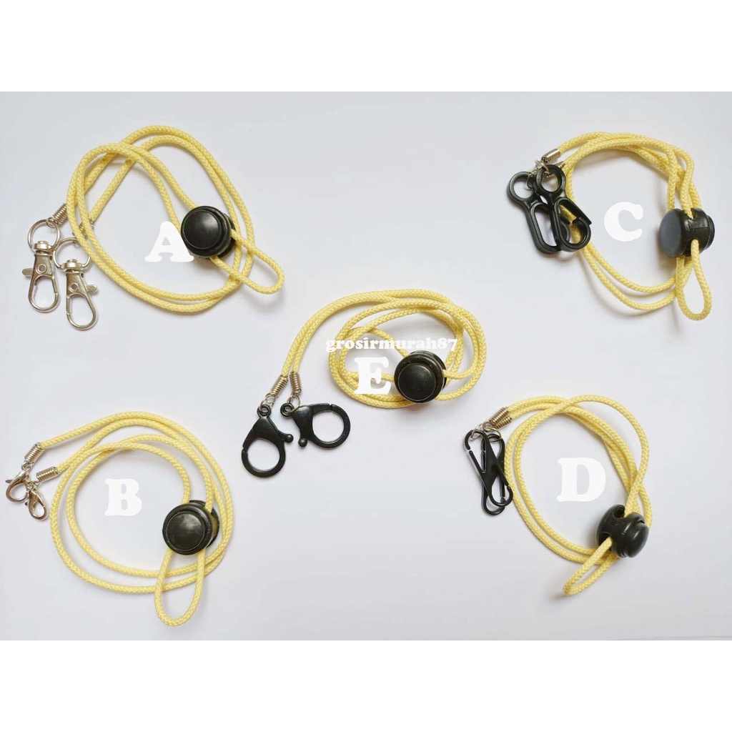 Tali masker dewasa lanyard kalung masker non elastis warna kuning ready stok cantolan kokot cantolan besi atau plastik