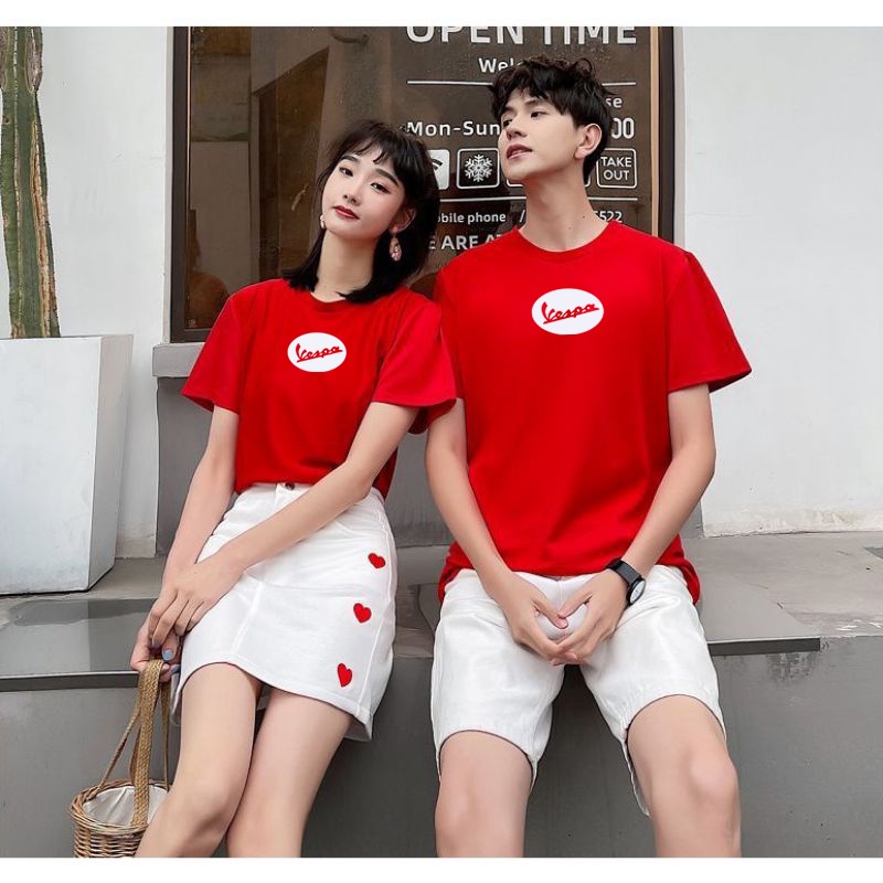 Kheylen Baju Kaos Distro Couple Tulisan Vespa Cowok Cewek Katun Combed / Baju Kaos Pasangan Pria Wan