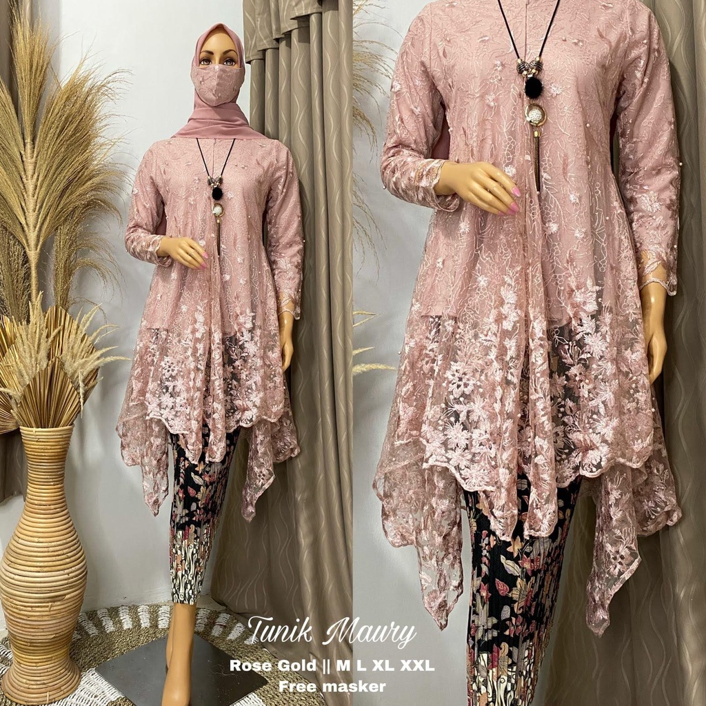 Setelan Tunik Maury Modern 2022//Set Tunik Maury dan Rok Plisket//Tunik Termurah//Baju Kebaya tille Mutiara Termurah/setbaju kurung/pakaian wanita/pakaian muslim/pakaian ntradisional/termurah/baju kurung/seragam pesta termurah