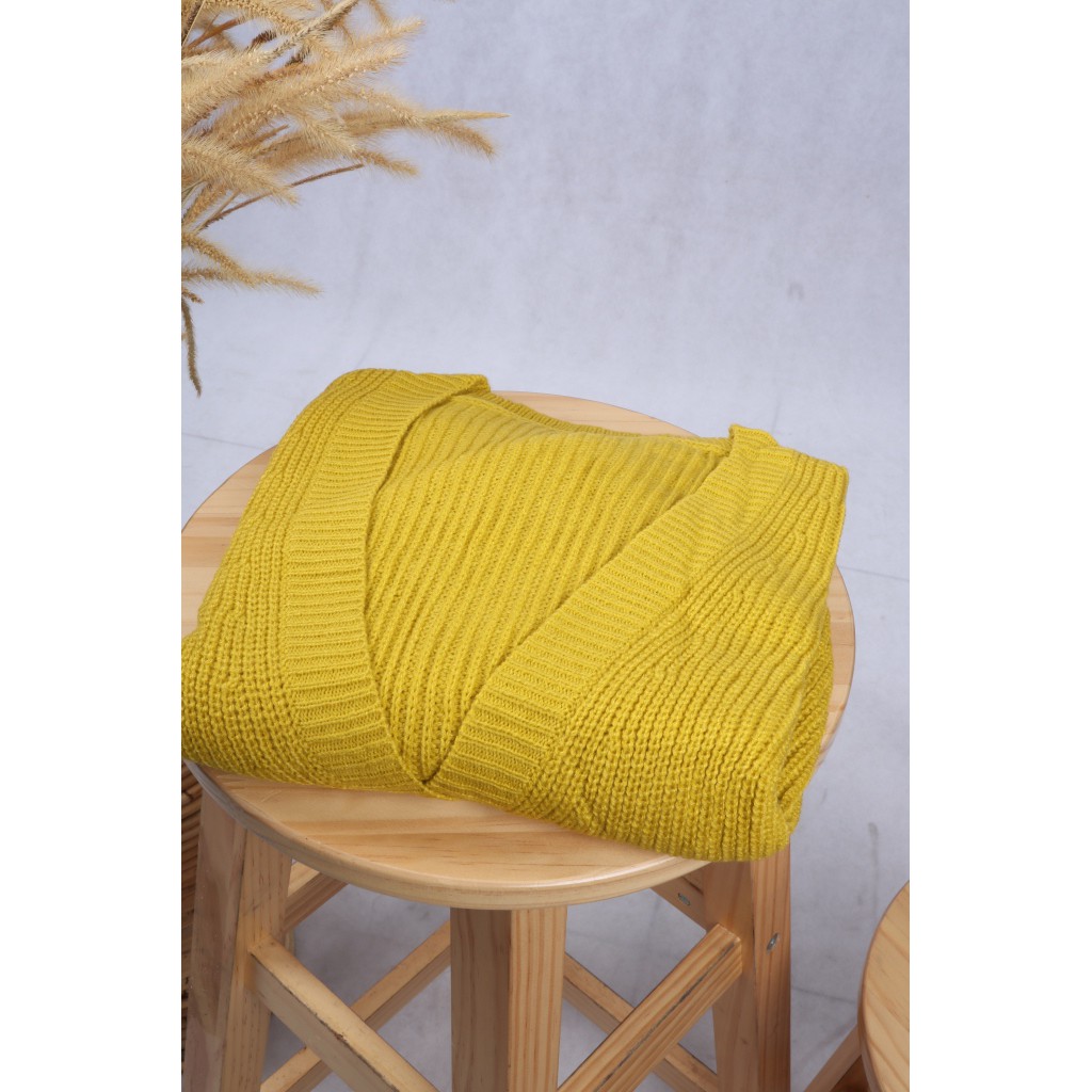 Sefa cardigan -  cardigan model Full Cropped Rib button-Sefa Yellow sun