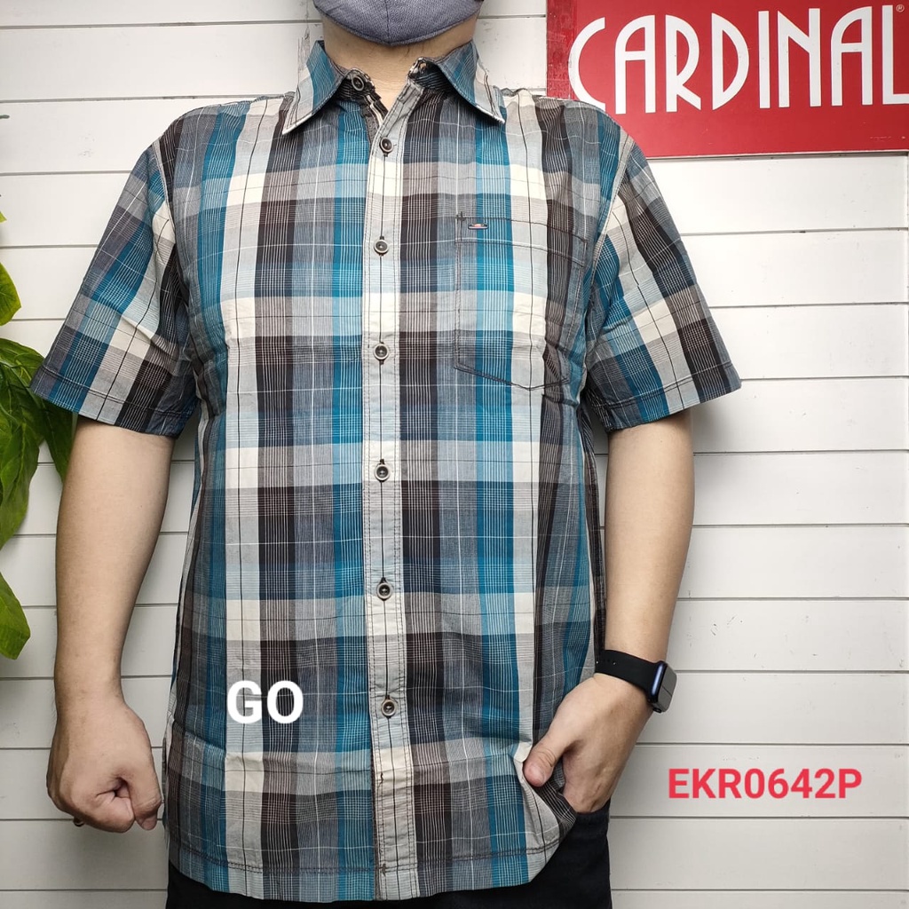 bego CRR CARDINAL KEMEJA CASUAL Hem Pria Baju Cowok Pakaian Pria Lengan Pendek