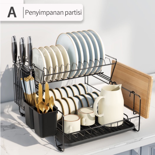 Rak piring Multifungsi Rak Cangkir Dapur Penyimpanan Rak Pengering Piring Rak Mangkuk Piring