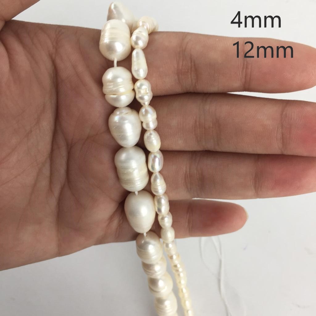 Mutiara Air Tawar Model Oval Uk 4 - 12mm Harga/String