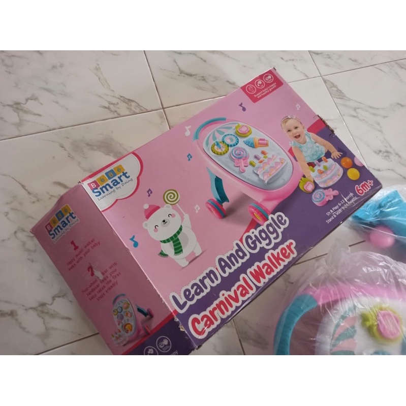 Bebe Smart Learn & Giggle CARNIVAL Baby Push Walker Mainan Belajar Jalan Anak Bayi