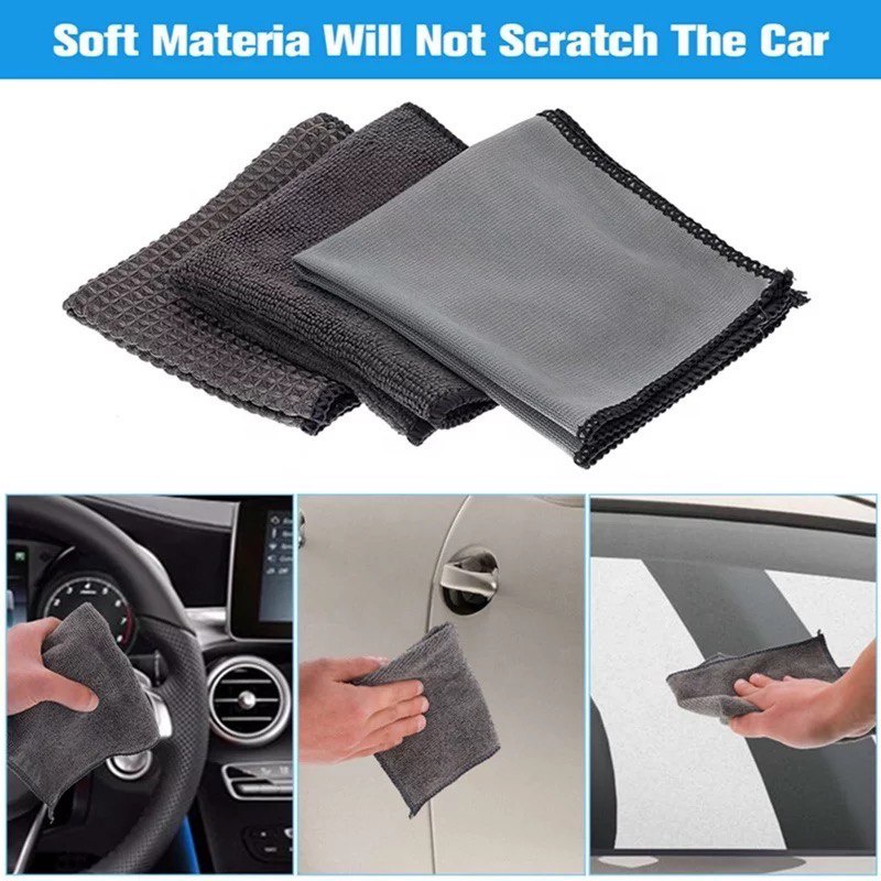 9 Pcs Car Wash Microfiber Set Kain Lap Cuci Mobil Premium Quality New Alat Aksesoris Pembersih Body Bodi Mengkilapkan Sabun Wax Kendaraan Mercedes BMW Toyota Honda Lainnya Kualitas Terbaik