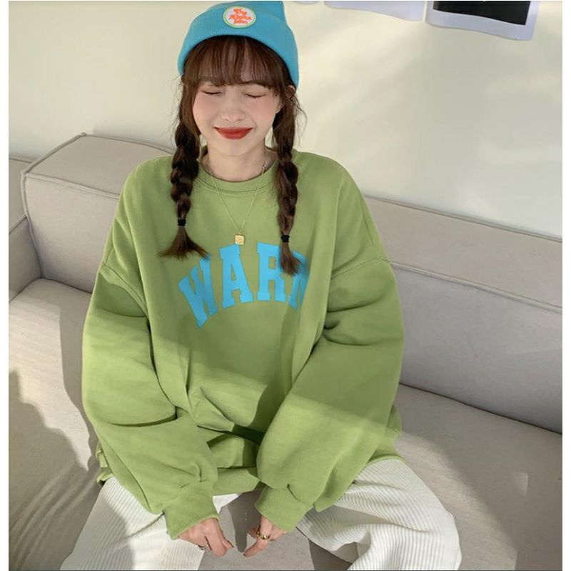 (S - 6XL) Sweater WARM Crewneck Korean Style Bigsize Hijau Matcha Avocado Sweatshirt Harajuku Fleece Premium Jumbo Unisex