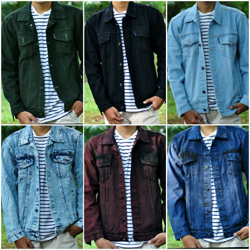 Jaket Jeans Denim Pria/Cowok - BioBlitz/BioWash/BiruDongker/Coklat/Hitam