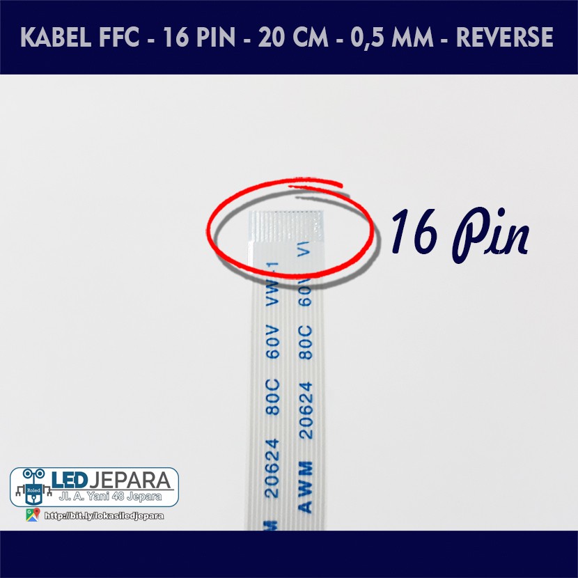 FFC 16 pin Lebar 8,5 mm Panjang 20 cm Reverse Terbalik