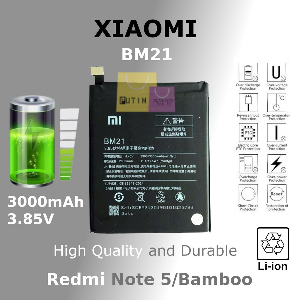 (P) Baterai batre battery Original Xiaomi Mi Note Bamboo 5 / BM21