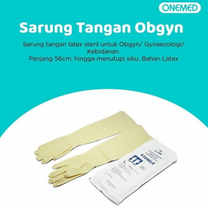 Sarung Tangan Latex Obgyn Ginekolog Gynaecolog Steril Onemed 56cm  Sarung Tangan Medis