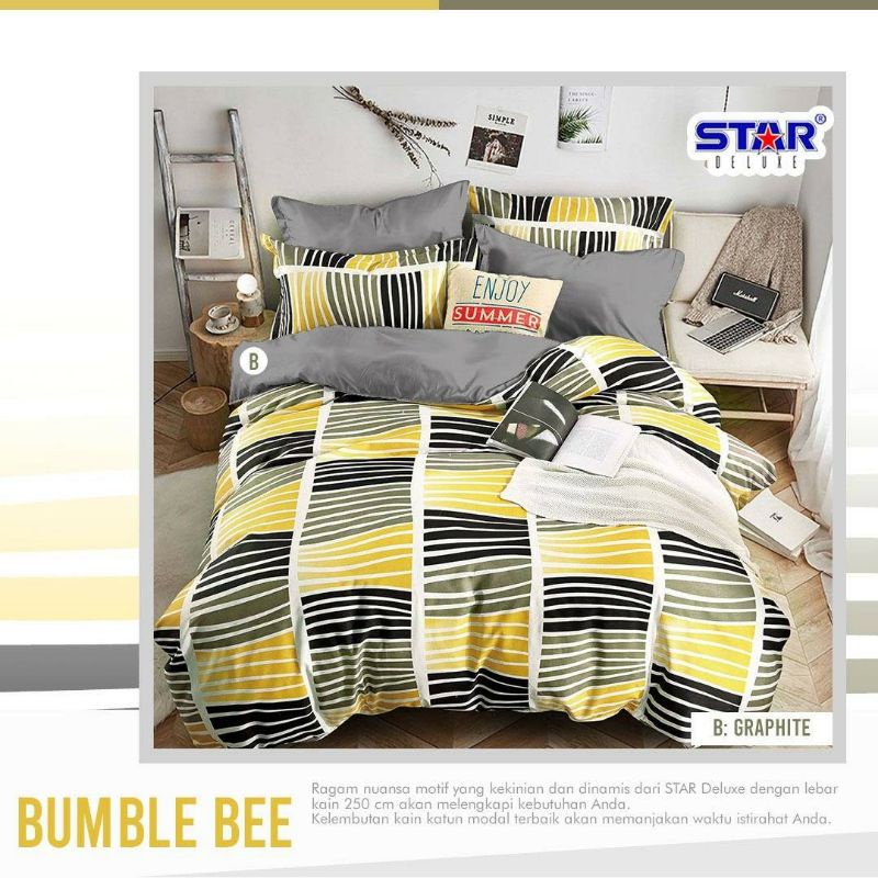 Sprei +  Bedcover Katun Premium Ukuran 90-200 Motif bumble bee