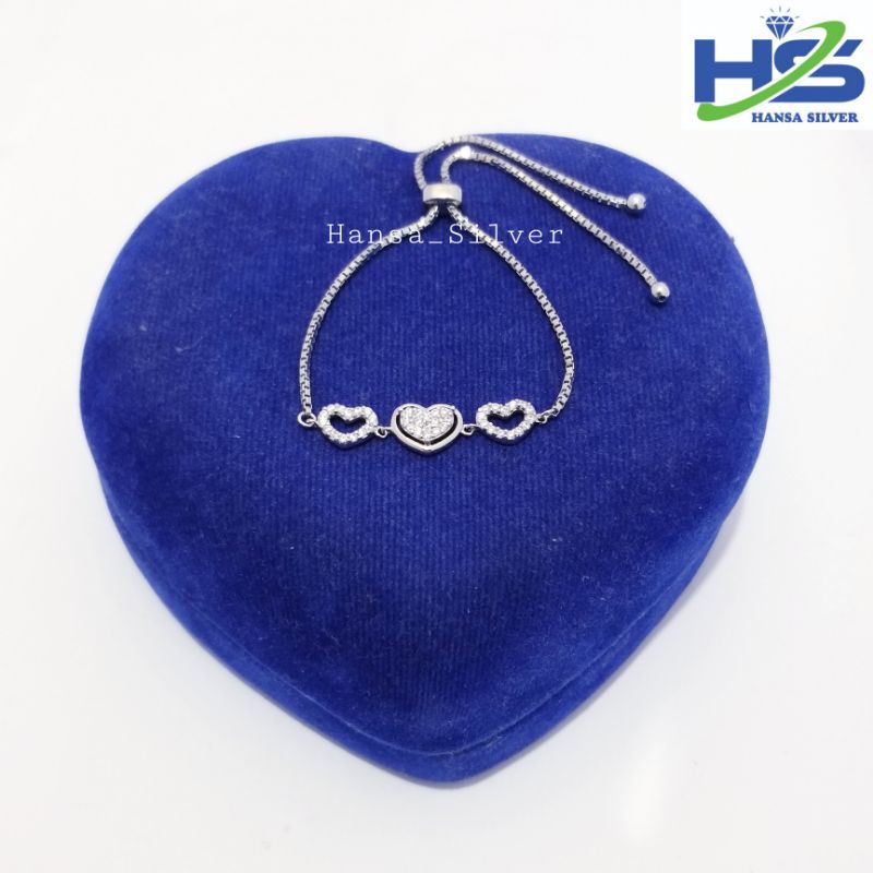 Gelang Perak Asli Tangan Wanita Silver 925 Lapis Emas Putih Model Serut - Perak Asli 925 Anti Karat