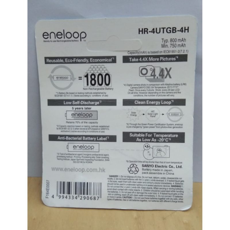 Baterai Original Sanyo Eneloop AAA A3 800mAh Isi 2Pcs Baterai isi ulang