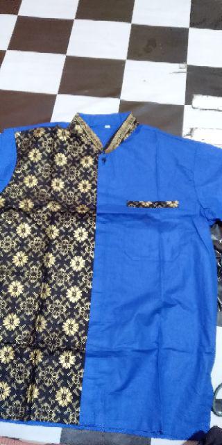 Risna Batik Hrb026 Kombinasi Batik Polos Warna M L Xl Pendek Batik Prada Pekalongan Masa Kini Keren