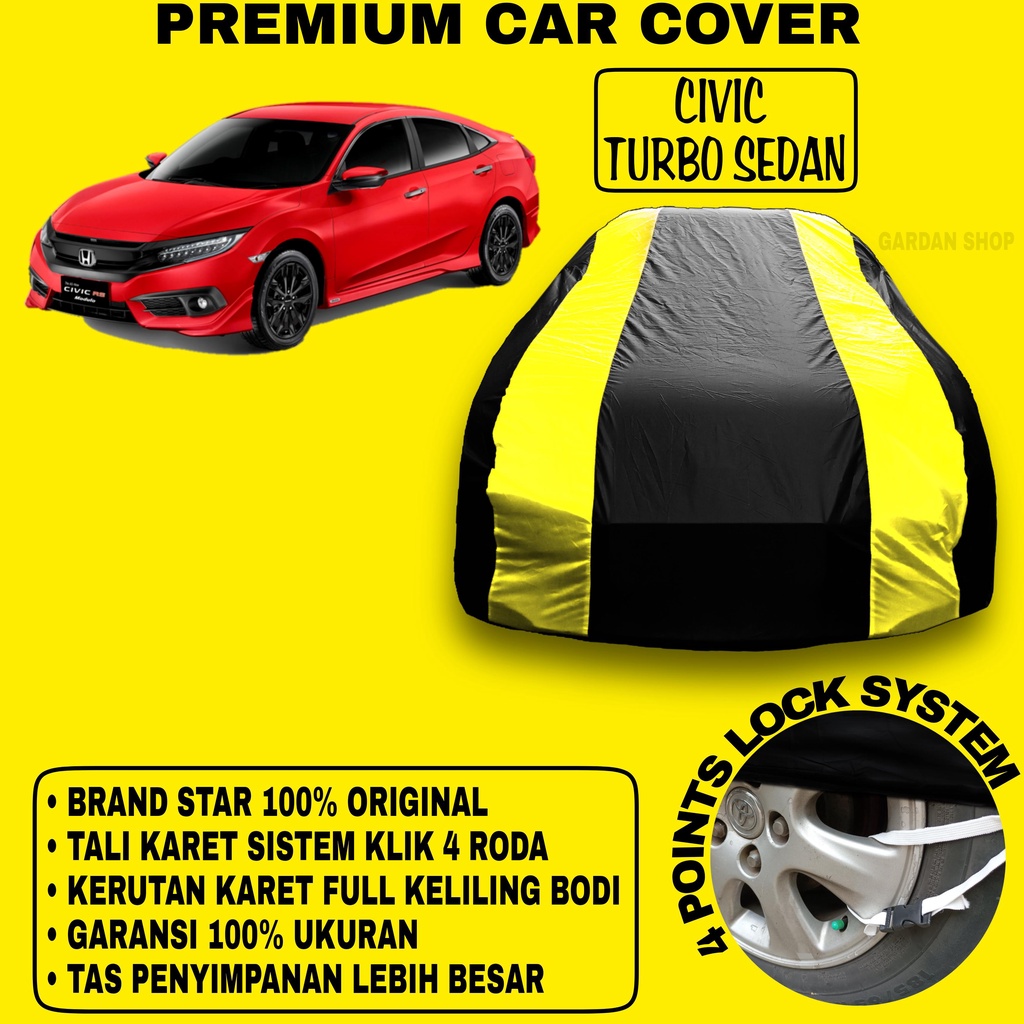 Body Cover CIVIC TURBO SEDAN Sarung Strip KUNING Penutup Pelindung Bodi Mobil Civic Turbo Sedan PREMIUM