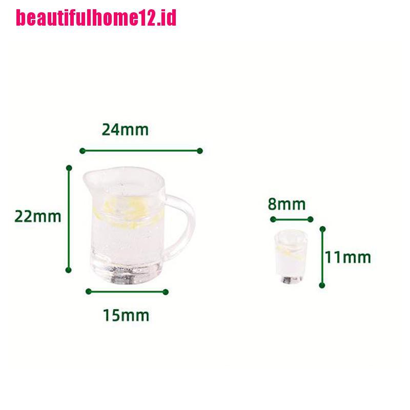 【beautifulhome12.id】3Pcs/set 1:12 Dollhouse Miniature Juice Bottle + 2 Cups Doll Kitchen Accessories