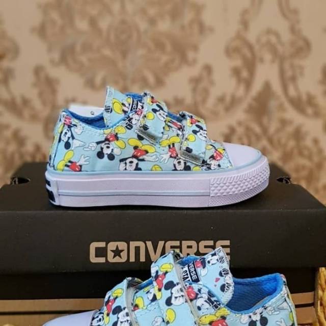 Sepatu All Star Converse Motif Mickey Mouse Biru Tosca For Kids/Anak