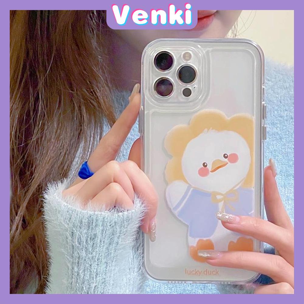 iPhone Case Clear Case Soft Thick TPU Shockproof Super Transparent Protection Camera Plating Button Duck Cartoon Cute For iPhone 13 Pro Max iPhone 12 Pro Max iPhone 11 iPhone 7Plus