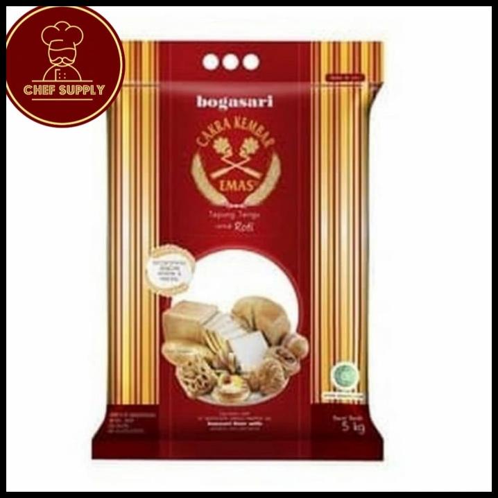 

Tepung Terigu Cakra Kembar Emas Roti 5 Kg - Bogasari Tinggi Protein