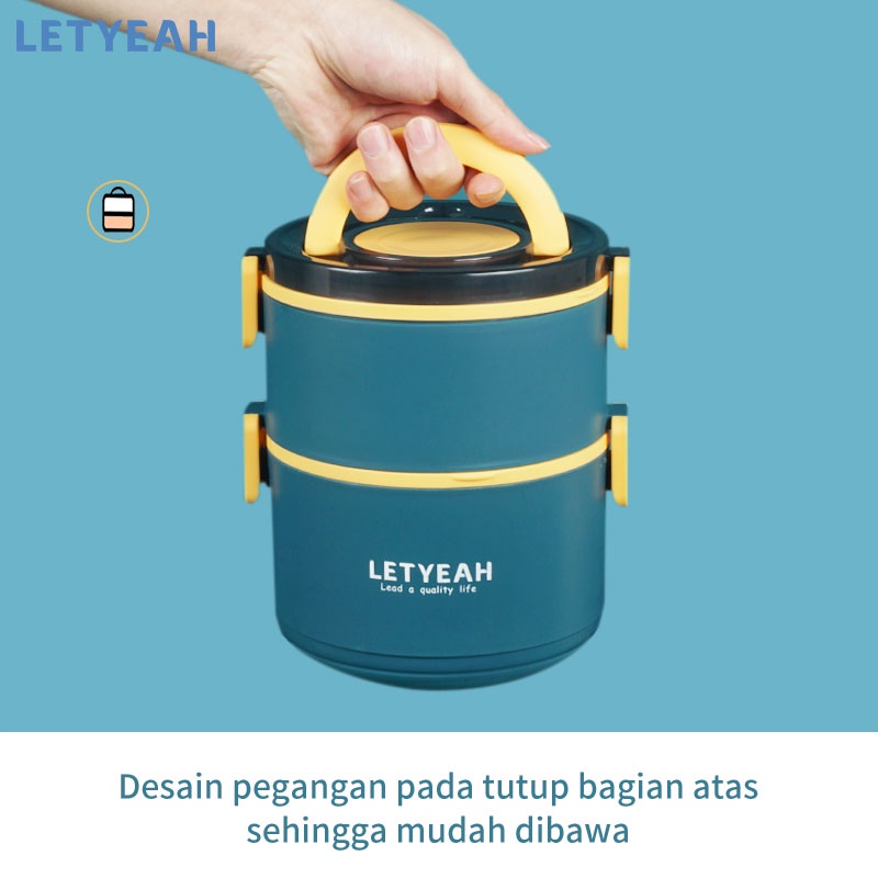 letyeah Kotak makan 2 susun 1600ML/lunch box double-layer anti tumpah portabel