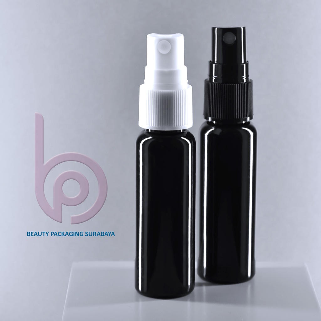 Botol Plastik PET 27ml BR Hitam Tutup Spray