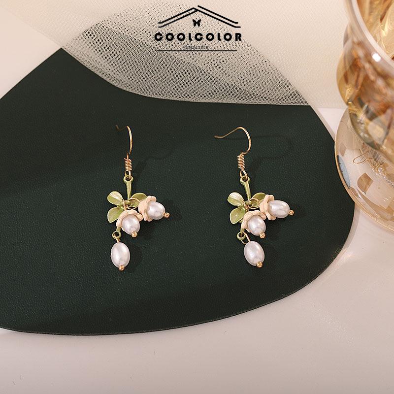 COD❤️1sepasang/ 2Pcs Anting Korea Wanita Stud Desain Anggrek Aksen Mutiara Untuk Anak Perempuan Perhiasan Hadiah Fashion Aksesoris Murah Terbaru Hadiah Ulang