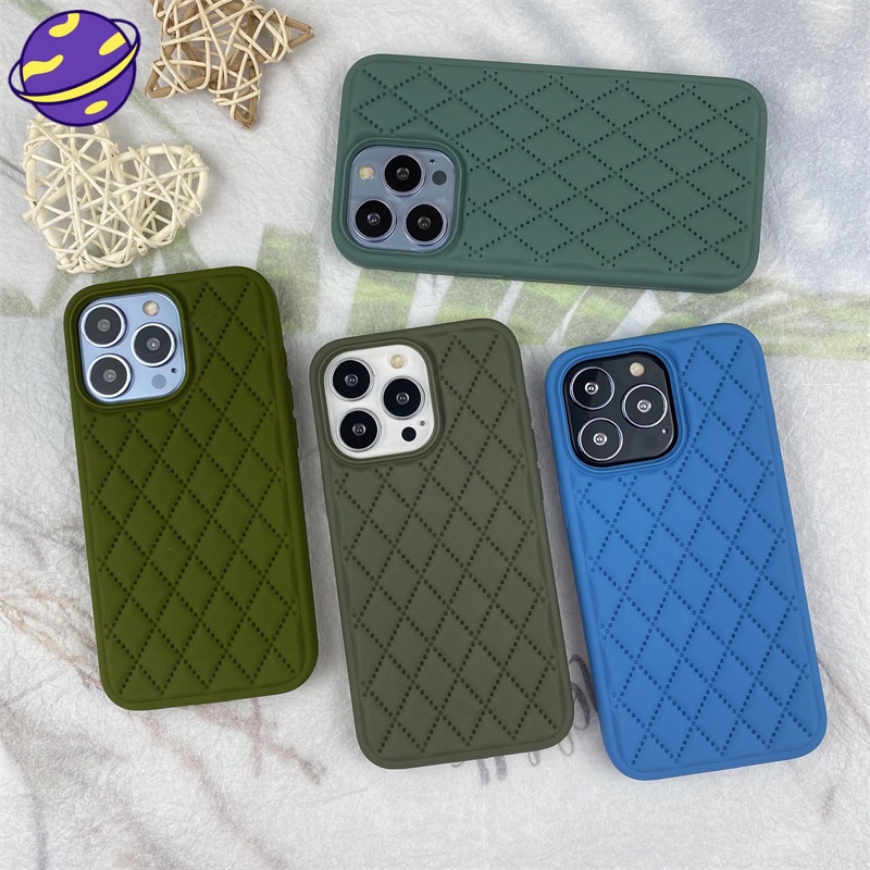 Soft Case Silikon Motif Jarum Pinus Belah Ketupat Hijau Untuk IPhone X XR XS MAX 11 12 13 Pro MAX