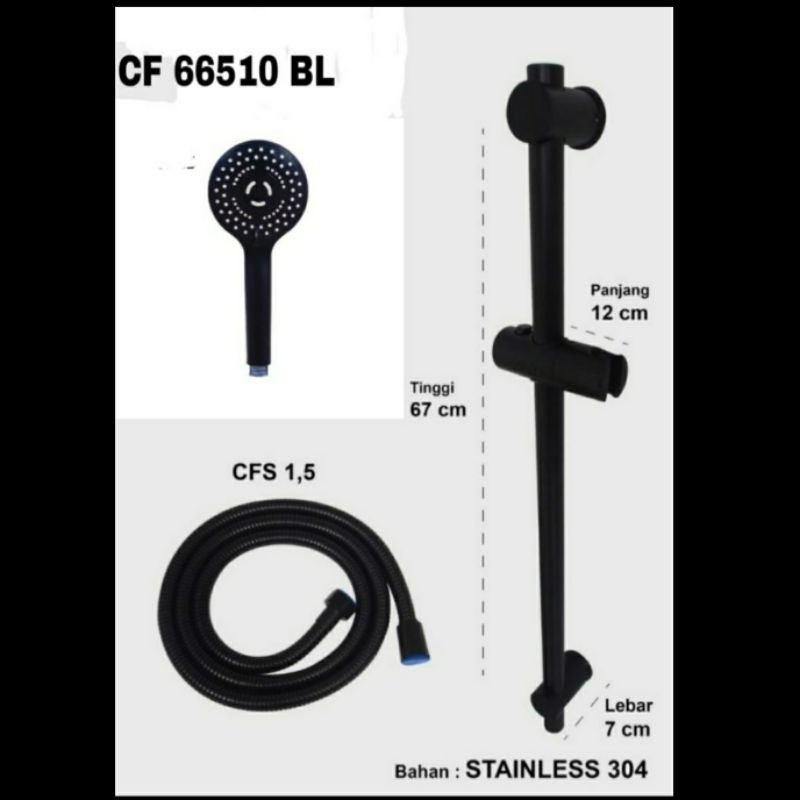 Shower Tiang Black Carlo/ Tiang shower hitam stainless carlo