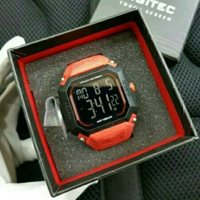 JAM TANGAN DIGITEC DG 3085T TOUCH SCREEN BLACK STRAP RED ORIGINAL