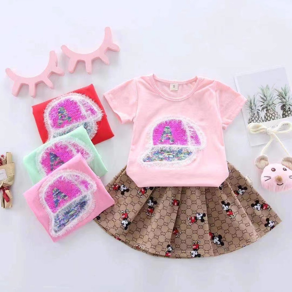 Baju anak perempuan kaos+celana pendek baju set anak cewek lucu style import Pyt Topi MB