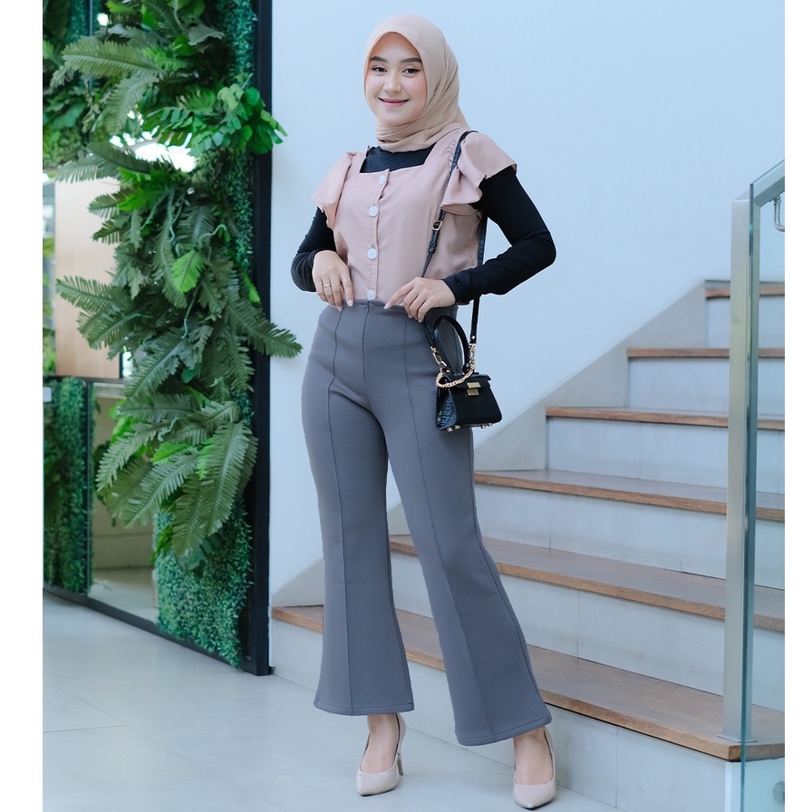 Celana Cutbray Pants Scuba Premium Strech/ Cutbray Cubit List Tengah Resleting