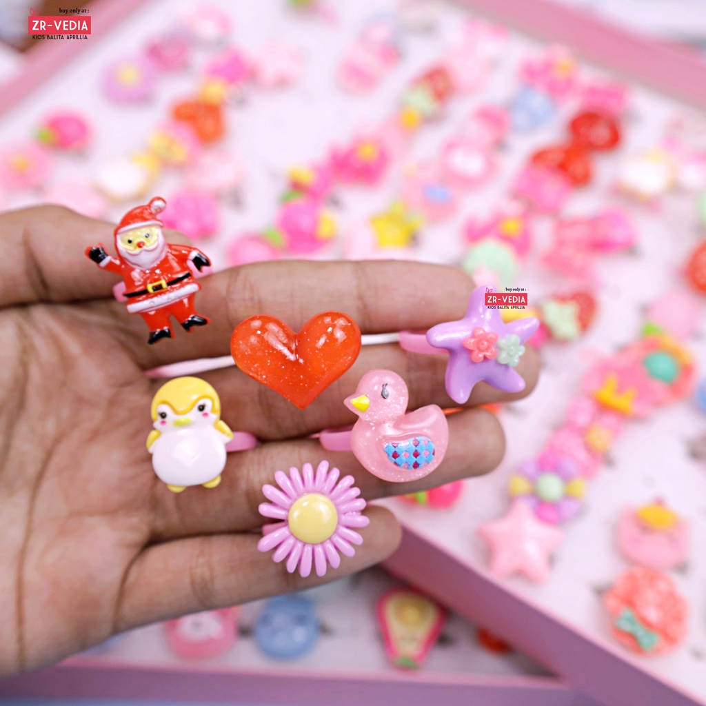 (SATUAN) Cincin Lucu Anak Perempuan 2-10 Tahun / Mainan Buat Anak Aksesoris Anak Perempuan kiosbalitafawa