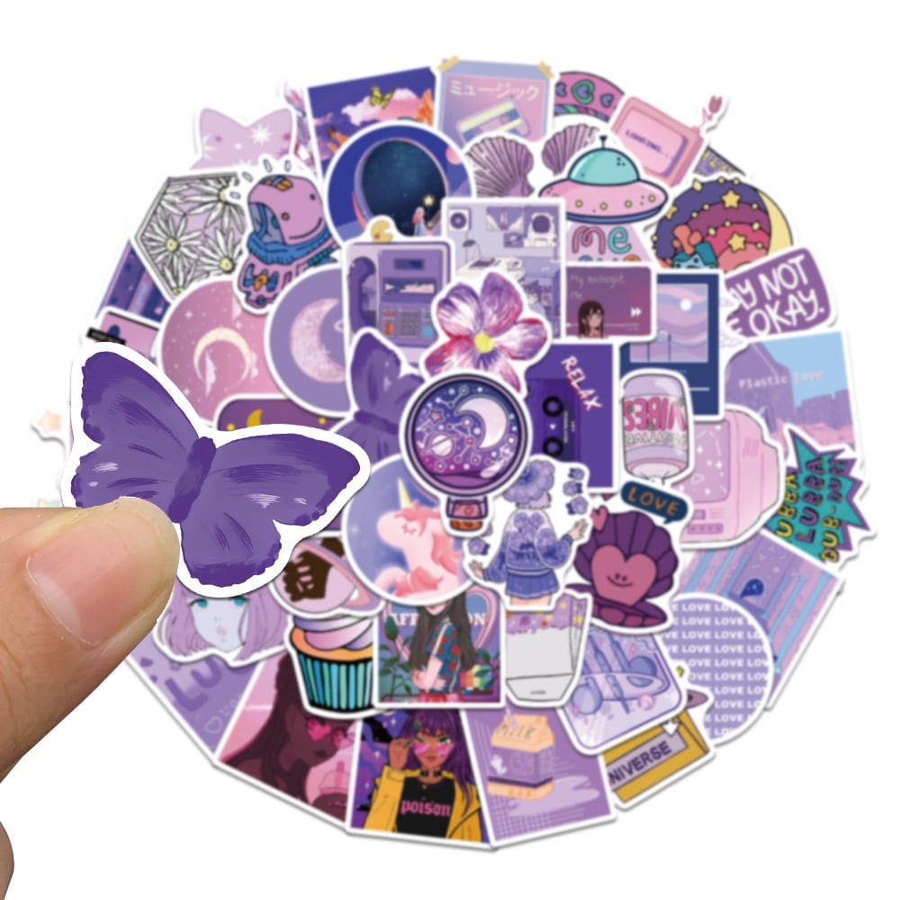 

Stiker Purple Color 50 Pcs Anti Air Aksesoris Tumbler HP Loverstuff
