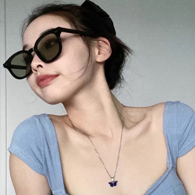 (YUZHU) COD Kacamata Hitam Fashion Korea Pria dan Wanita Gaya Yang Sama INS Fashion Retro Kacamata Bingkai Bulat