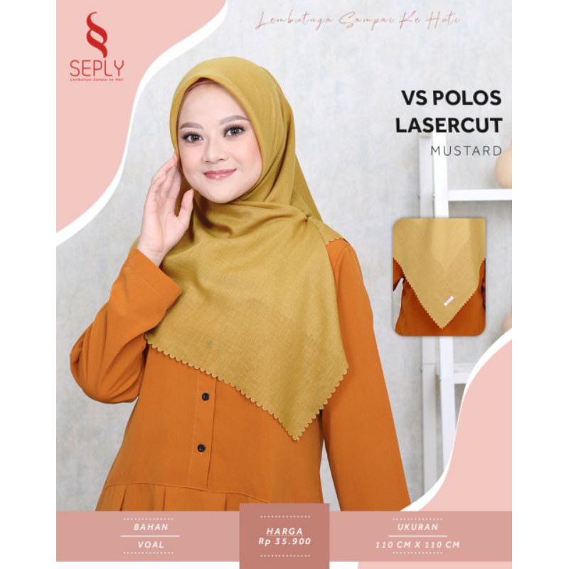 HIJAB SEGIEMPAT LASERCUT POLOS 110 X 110 || SEPLY