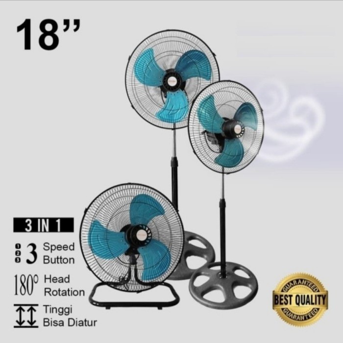 Kipas Angin Besi Tornado 3in1 18&quot; Meja Berdiri Dinding Kipas 3 in 1