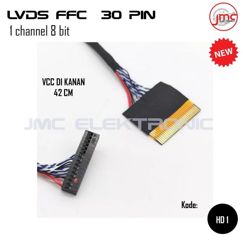 1PCS Kabel Layar panel Lcd 30pin 42cm Cable Tcon tikon Lcd Led LVDS PFC 30 Pin 8bit