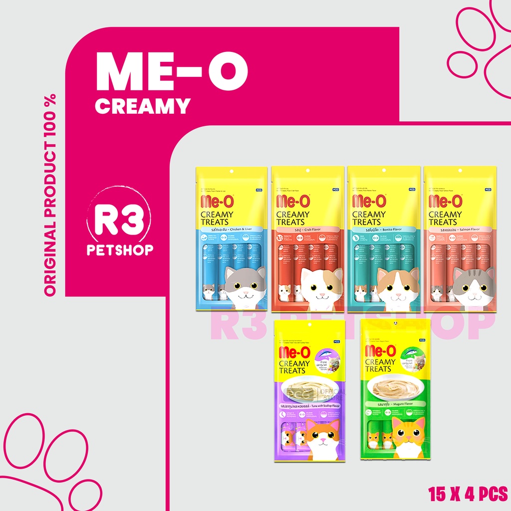 Makanan Snack Kucing MEO Creamy All Variant 60gr @1dus 12pcs