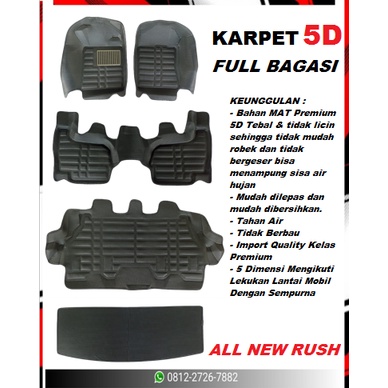 KARPET 5D FULL BAGASI ALL NEW RUSH