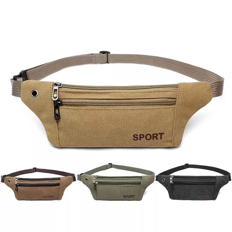 TAS PINGGANG WAISTBAG SPORT BAHAN KANVAS / TAS SELEMPANG SLING BAG PRIA WANITA MINI / WAISTBAG DENGAN BELT 306