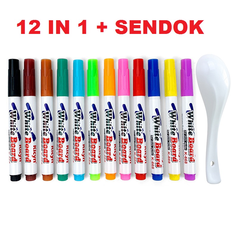 8 DAN 12 WARNA MARKER SPIDOL + SEDOK KERAMIK / SPIDOL PAPAN TULIS