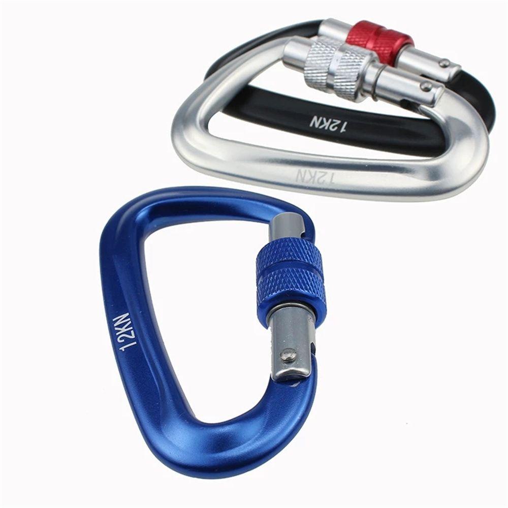 LANFY Carabiner Pendaki Serbaguna Profesional Safety Lock 12KN Peralatan Panjat Aksesori Luar Ruangan Gesper Gantung