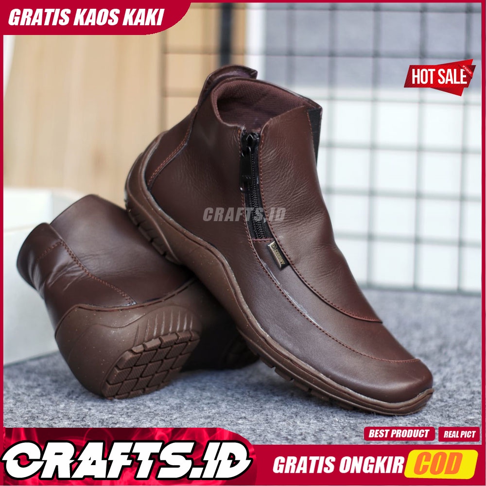 CRAFTS X CORA Sepatu Casual Formal Kulit Asli Kasual Pantofel Kerja Kantor Pria Cowok