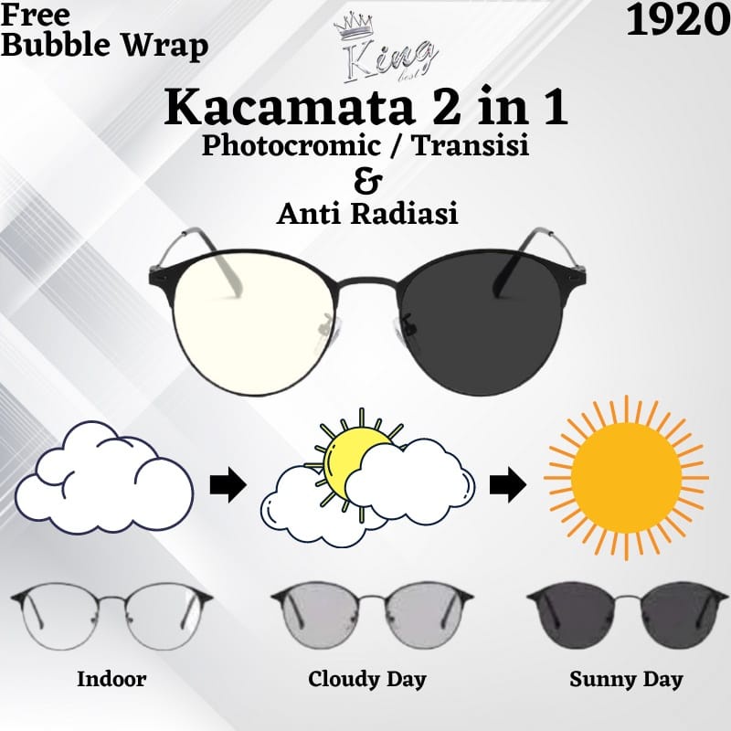 2 In 1 Kacamata lensa photocromic anti radiasi wanita pria kacamata bingkai Titanium perubahan warna fotocromic New