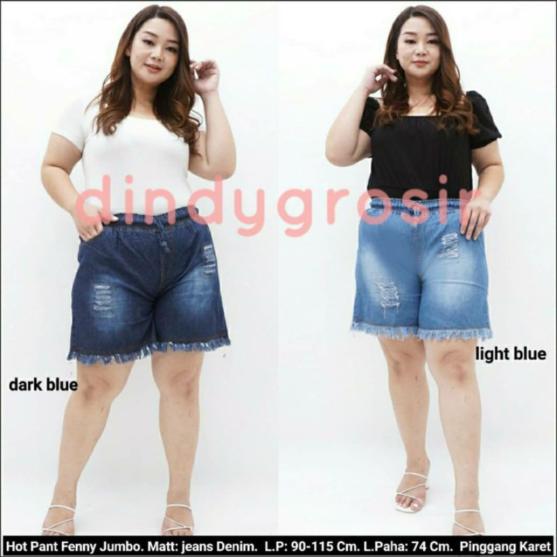 Hot Pants Fenny Jumbo . Celana Pendek Jeans Denim Jumbo . Celana Pendek Jeans Bigsize Murah