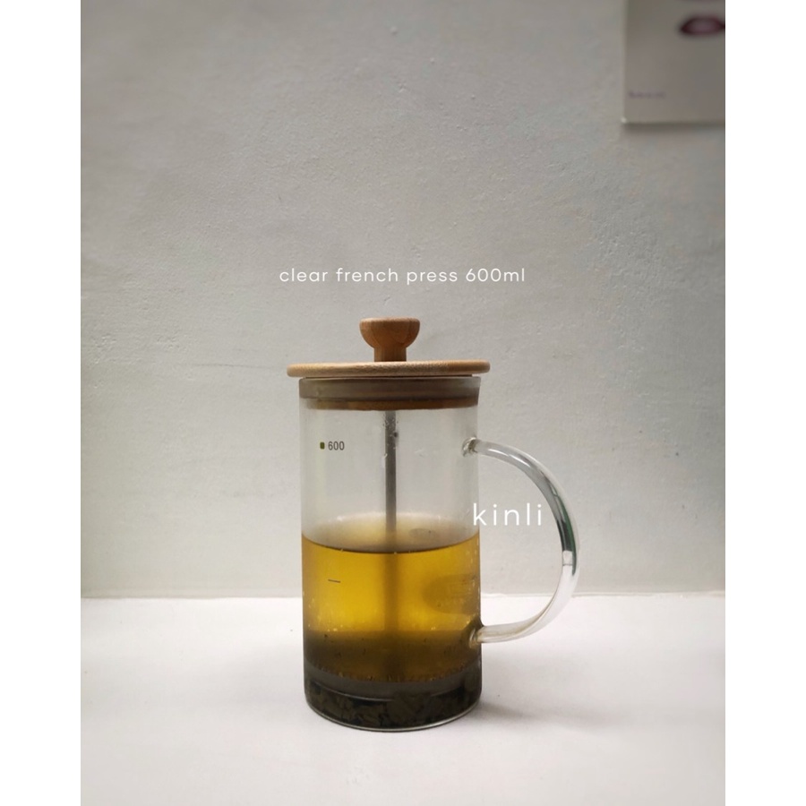 clear french press coffee tea glass latina bamboo 600ml server kopi
