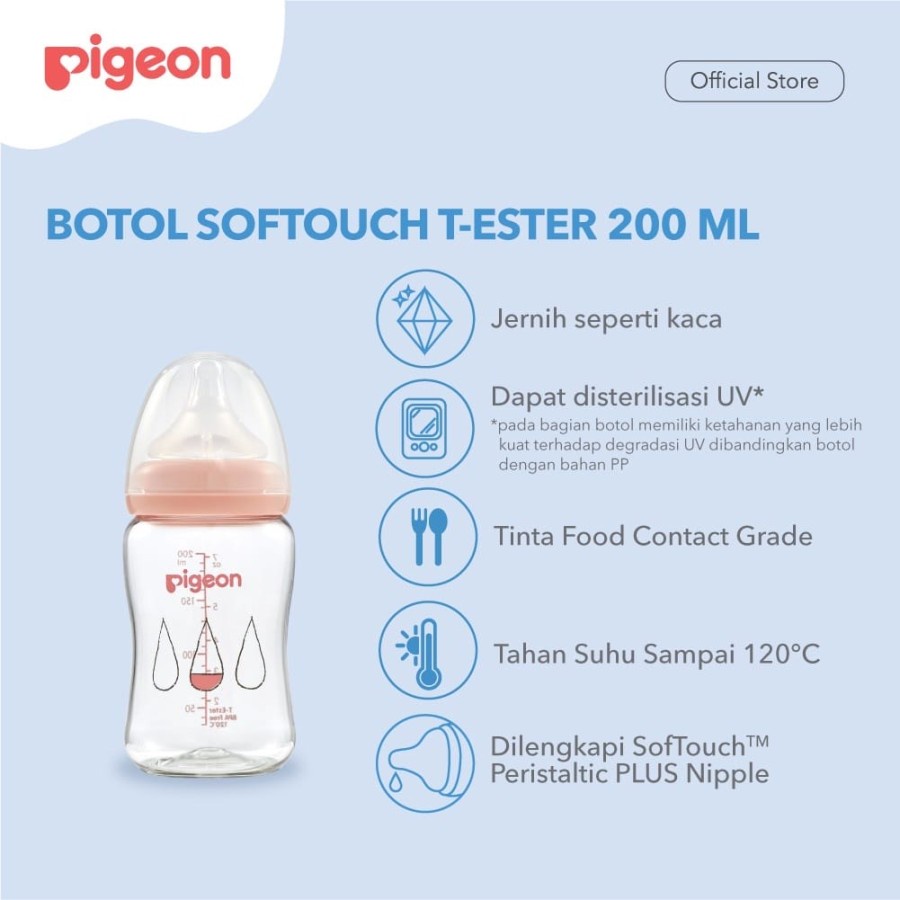 Pigeon Botol T-Ester Wide Neck w/ P-Plus Nipple