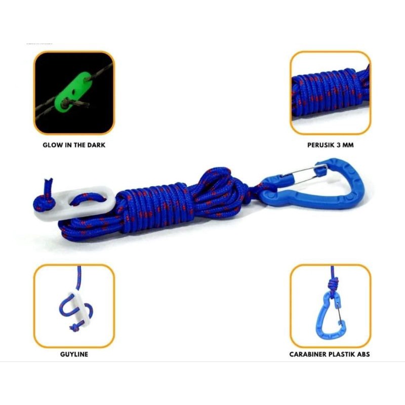 Tali flysheet tenda 4set guyline reflektif 3mm